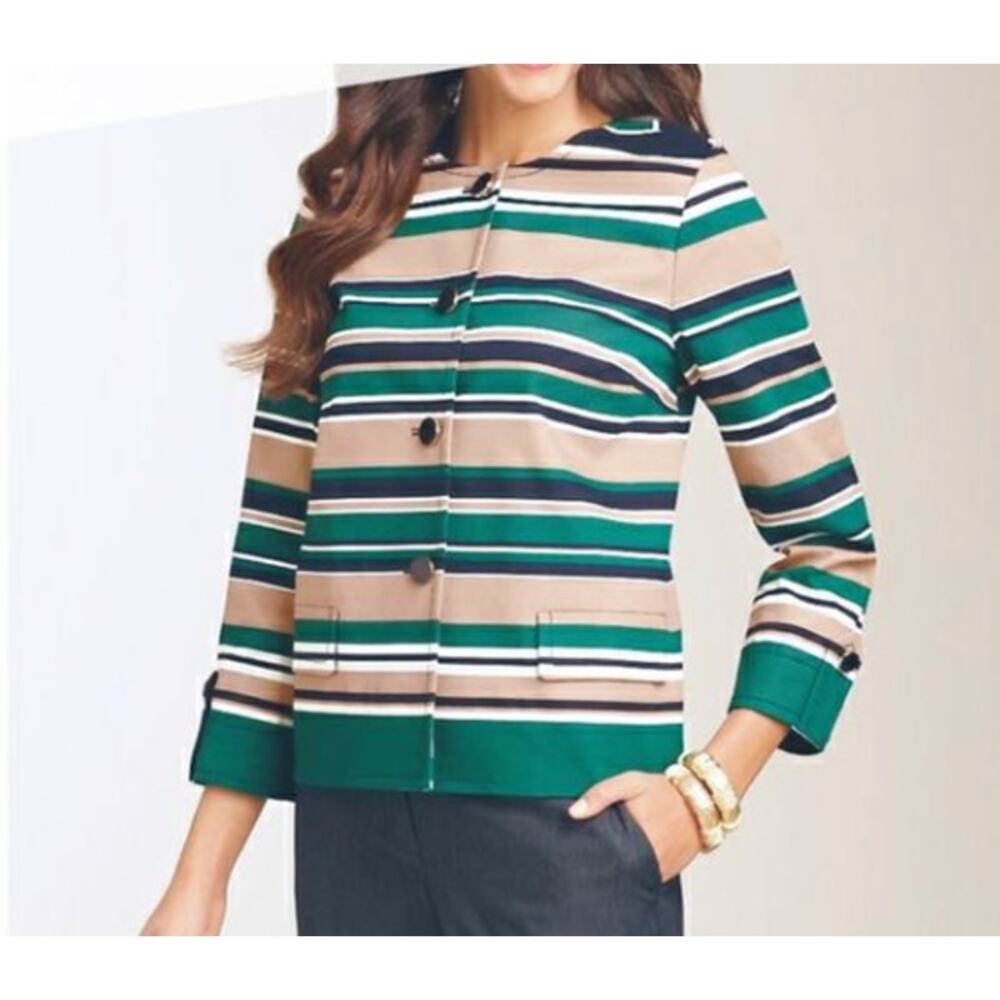Nwt Talbots Striped Button Up Jacket - Size 12 - image 5